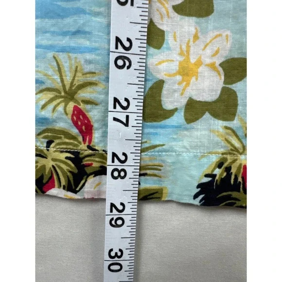 J.Crew Button Down Shirt Mens M Blue Resort Tropical Floral Cotton Short Sleeve - Picture 4 of 10